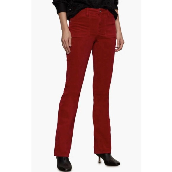 Sanctuary Pants - Sanctuary High Waist Velveteen Bootcut Pants Cherry Lacquer Women’s 24 FLAWED